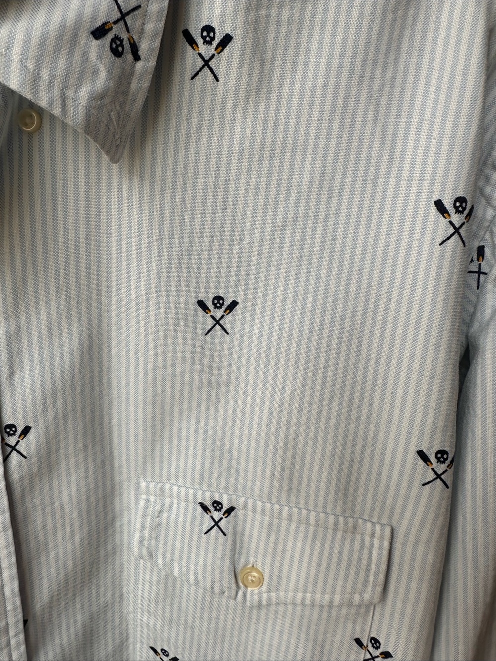 Ralph Lauren Skull Oars Striped Oxford Shirt XL Tall Blue White Rowing Yachting - Picture 6 of 9